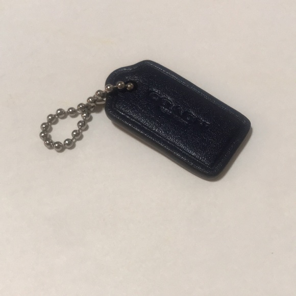 Coach Leather Bag Charm Replacement Logo Dog Tag Ball Chain Navy Blue Mini Small - Picture 10 of 12